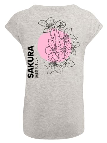 F4NT4STIC Extended Shoulder T-Shirt Sakura Japan Grafik in grau meliert