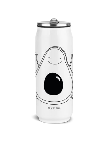 Mr. & Mrs. Panda Wasserflasche Avocado Glücklich ohne Spruch in Weiß