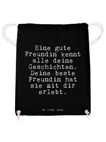 Mr. & Mrs. Panda Sportbeutel Eine gute Freundin kennt... mit Spruch in Schwarz