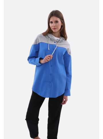 COFI 1453 Zweifarbiges Damenhemd in Blau