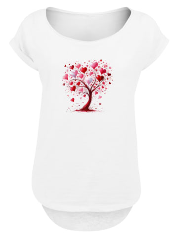 F4NT4STIC Long Cut T-Shirt Herz Baum Aquarell Druck in weiß