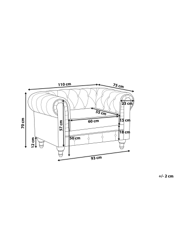 Beliani Sessel CHESTERFIELD in Beige/Braun - (W) 110 x (H) 70 x (L) 75 cm