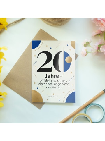 Geburtstagskarte 20. Geburtstag Zahl modern Des... in Weiß