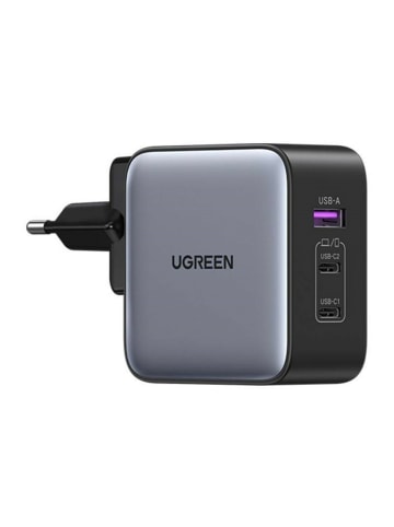 Ugreen Ugreen Nexode Wandladegerät, 2x USB-C + USB, Ladegerät 65W in schwarz