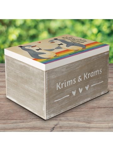 Mr. & Mrs. Panda Aufbewahrungsbox Pinguine Gay Pride Design mit ... in Weiß