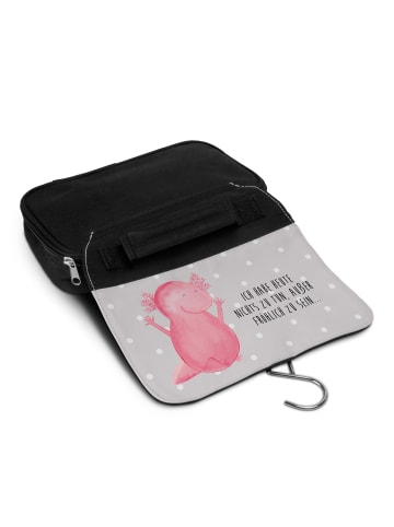 Mr. & Mrs. Panda Toilettentasche Axolotl Hurra mit Spruch in Grau Pastell