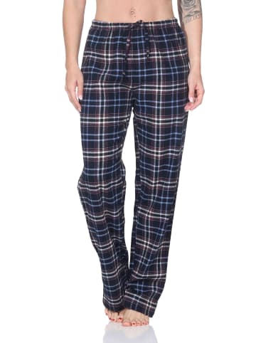 NORMANN Flanell Schlafanzughose Pyjama Kariert in navy