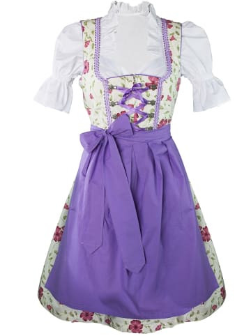 Edelnice Mini Dirndl 3-teilig in weiß lila