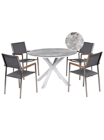 Beliani 5-tlg Gartentisch Set MALETTO/GROSSETO in Grau/Weiß/Silber