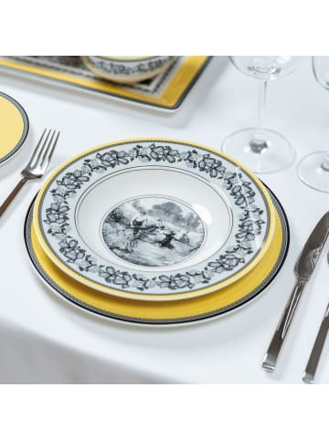 Villeroy & Boch Suppenteller Audun Ferme in Weiß-Grau-Gelb ø 24,2 cm