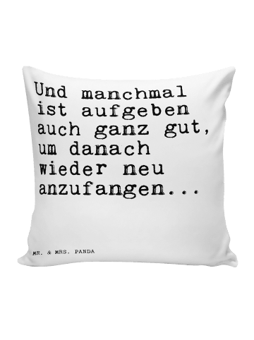 Mr. & Mrs. Panda Kopfkissen Und manchmal ist aufgeben... mit Spruch in Weiß