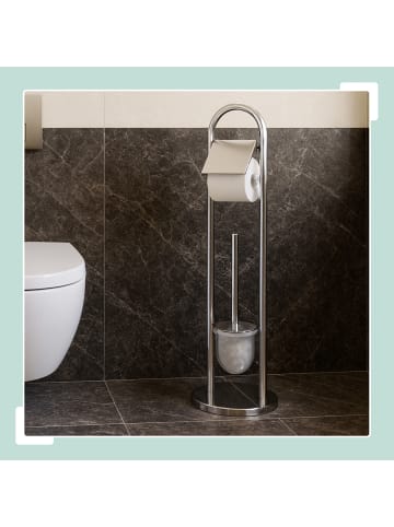 relaxdays WC Garnitur in Silber - (H)79 x Ø 22 cm