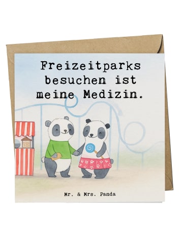Mr. & Mrs. Panda faltkarte Pandas Freizeitpark besuchen Design m... in Weiß