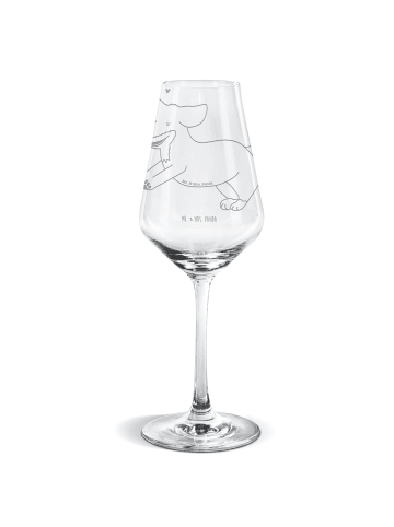 Mr. & Mrs. Panda Weißwein Glas Hund Dackel ohne Spruch in Transparent