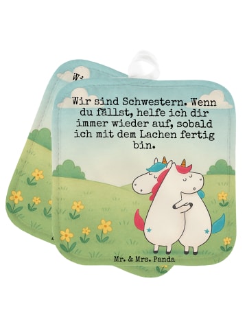 Mr. & Mrs. Panda Topfuntersetzer Einhörner Umarmen Design mit Sp... in Weiß