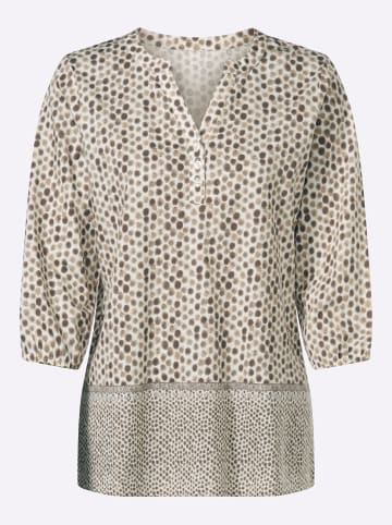 Sieh an! 3/4-Arm-Shirt in dunkeltaupe-ecru-bedruckt