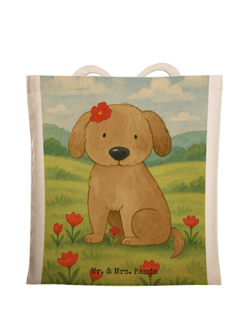 Mr. & Mrs. Panda Jutebeutel Hund Dame Design ohne Spruch in Weiß