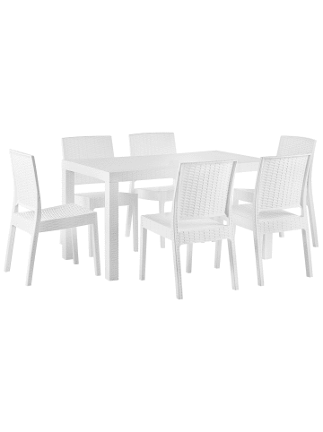 Beliani 7-tlg Gartentisch Set FOSSANO in Weiß