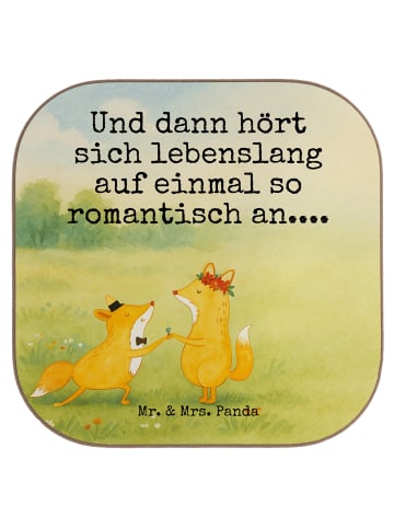 Mr. & Mrs. Panda Glasuntersetzer Füchse Hochzeit Design mit Spruch in Weiß