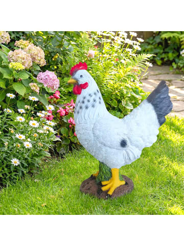 Gartenfigur "Hahn" in Weiß/ Schwarz - (B)26 x (H)32,5 x (T)13,5 cm