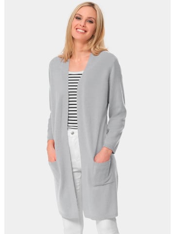 GOLDNER Kurzgröße:  Kaschmir-Longstrickjacke Modische Kaschmir-Longstrickjacke in silbergrau / melange