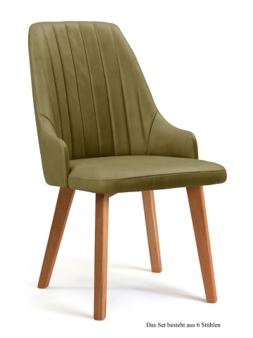 58 aufm Kessel ESSZIMMERSTUHL (6er-Set) Daryl 52x91x60 Eiche geölt/Olivgrün