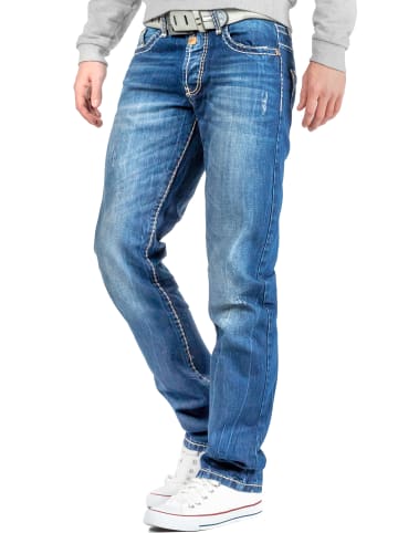 Cipo & Baxx Herren Regular Fit Hose Stonewashed in Blue