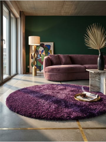 KADIMA DESIGN Teppich Hochflor Shaggy Waschbar Einfarbig SALZACH Strapazierfähig in Violett