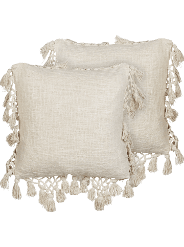 Beliani 2er-Set Dekokissen OLEARIA in Beige