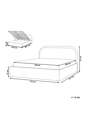Beliani Doppelbett QUILLIEN in Beige/Grau - (W) 172 x (H) 91 x (L) 217 cm