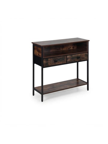 relaxdays Konsolentisch in Dunkelbraun - (B)80 x (H)80 x (T)30 cm