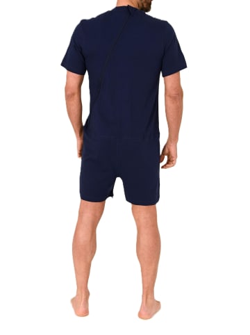 NORMANN Pflegeoverall kurzarm Reißverschluss Rücken und Bein - 88586 in blau