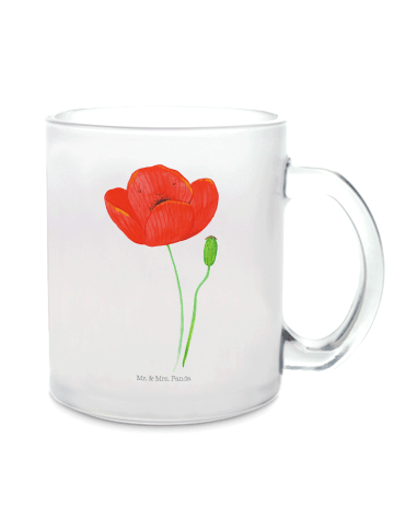 Mr. & Mrs. Panda Teetasse Glas Blume Mohnblume ohne Spruch in Transparent
