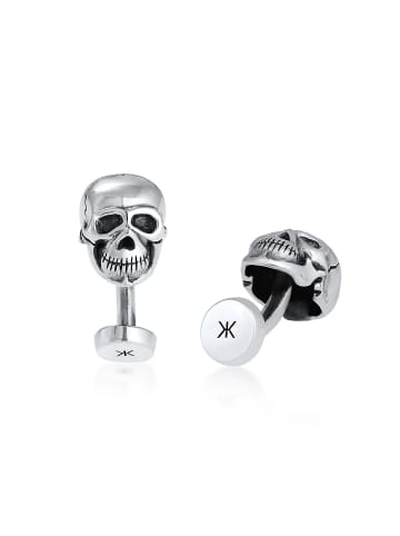 KUZZOI Manschettenknopf 925 Sterling Silber Totenkopf in Silber