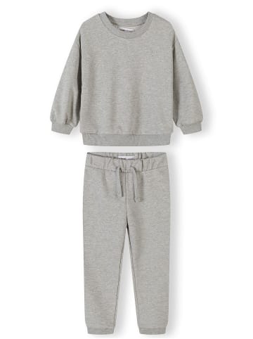 Minoti 2-tlg Langarmshirt & Hose NOSFLEECE102 in graumeliert