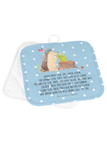 Mr. & Mrs. Panda 2er Set Topflappen  Igel Federschmuck mit Spruch in Blau Pastell