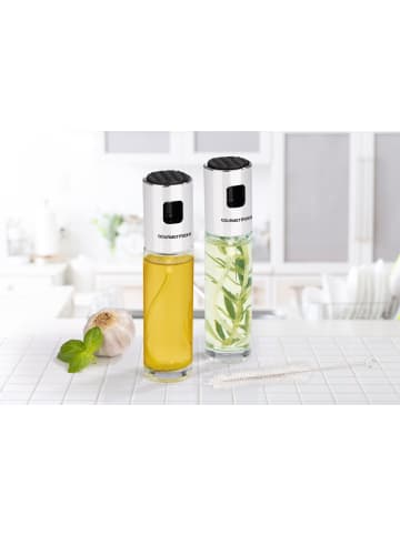 Gourmet Maxx Sprühflasche Essig & Öl 2er-Set 100ml schwarz/Edelstahl  Silber