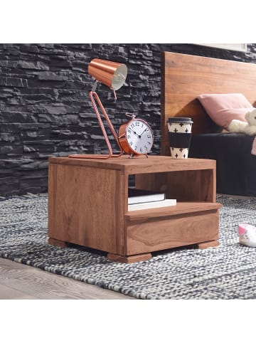 KADIMA DESIGN Nachtkonsole Massivholz | Landhausstil, Schublade, Fertig Montiert in Beige