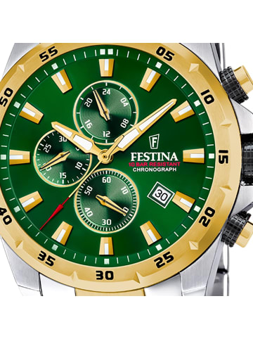 Festina Analog-Armbanduhr Festina Chronograph Sport silber, gold groß (ca. 45mm)