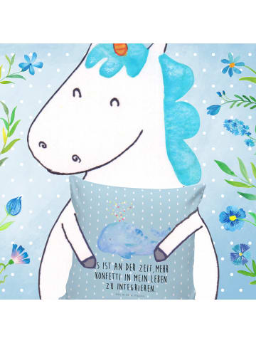 Mr. & Mrs. Panda kuschelkissen 40x40 Wal Konfetti mit Spruch in Blau Pastell