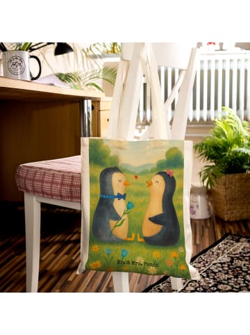 Mr. & Mrs. Panda Tasche Pinguin Pärchen Design ohne Spruch in Weiß