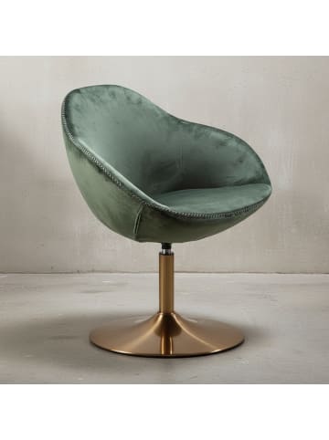 KADIMA DESIGN Loungesessel SIRAN Samt / Gold 70x79x70 cm Design Drehstuhl, in Grün