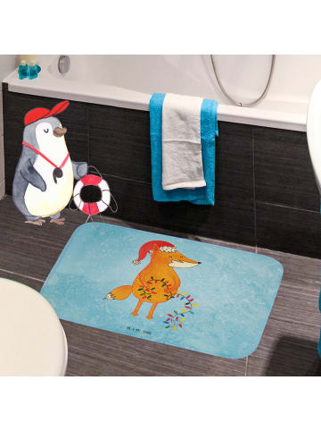 Mr. & Mrs. Panda Duschvorleger Fuchs Weihnachten ohne Spruch in Eisblau