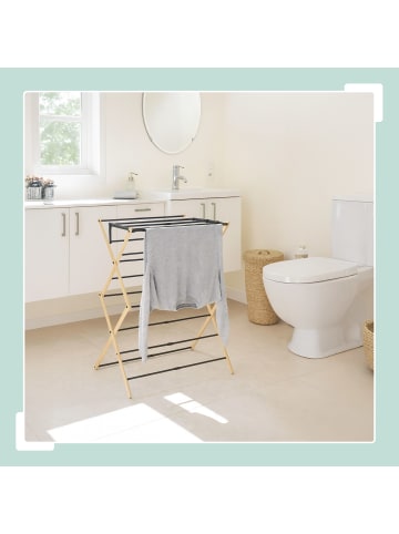 relaxdays Wäscheständer in Natur/ Schwarz - (B)74 x (H)107 x (T)37 cm