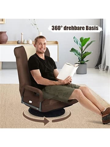 COSTWAY Bodenstuhl drehbar mit Armlehnen in Braun