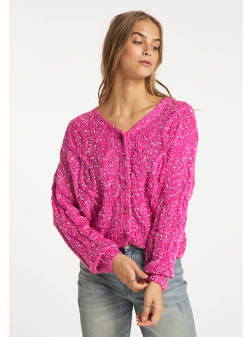 IZIA Damen Strickjacke in Pink Weiss