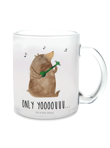 Mr. & Mrs. Panda Glasbecher Bär Gitarre mit Spruch in Transparent