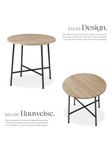 tectake Esstisch Ennis 80 x 76 cm, Industrial Holz hell, Eiche Sonoma