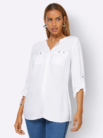 creation L Langarm-Bluse in weiß