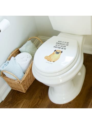 Mr. & Mrs. Panda Motiv WC Sitz Mops mit Spruch in Weiß